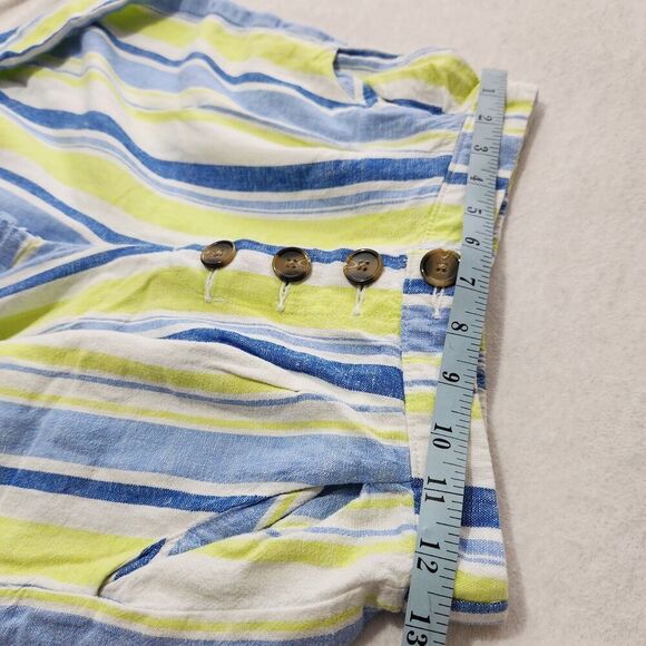Ana A New Approach Linen Pants Size XS Green Blue Striped With Pockets - Picture 5 of 11